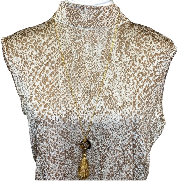 St. John Animal Print Mock Turtleneck Blouse - Picture 2 of 5